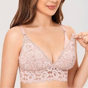 MOMANDA Women's Lace Nursing Bra Wirefree Breastfeeding Maternity Bralette